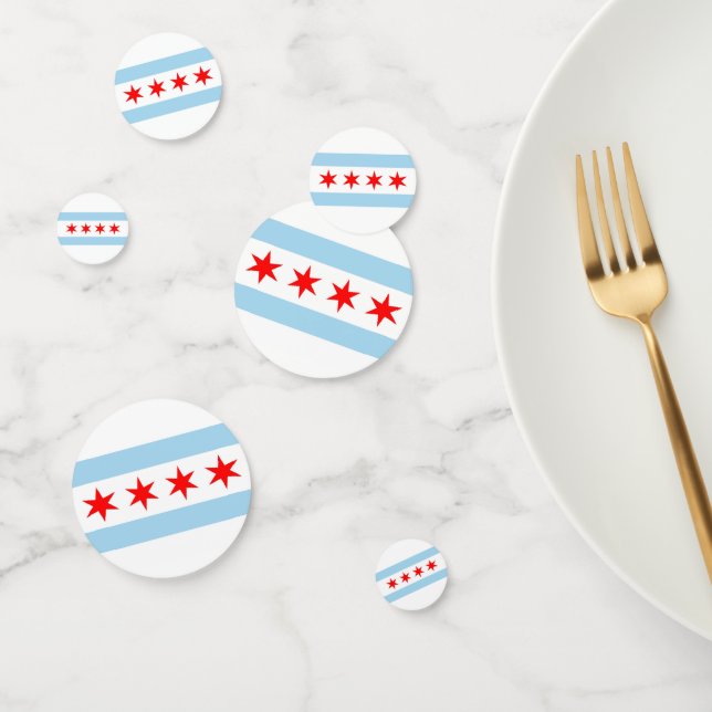 Table confetti with flag of Chicago, Illinois, USA (Group)
