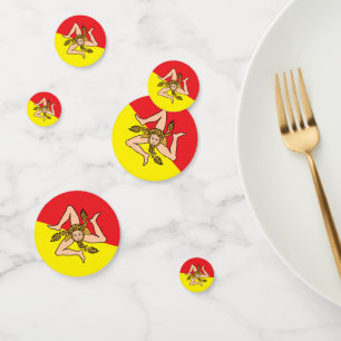 Table confetti with flag of Sicily, Italy