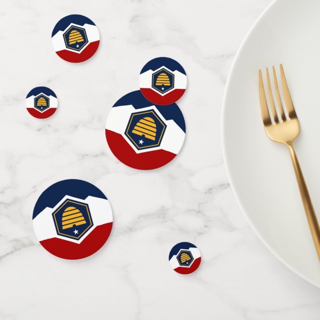 Table confetti with flag of Utah State, USA (Group)