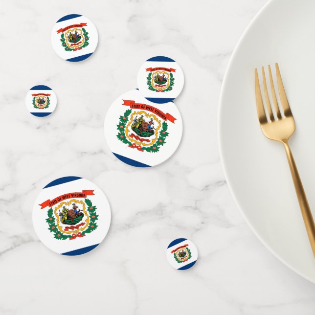 Table confetti with flag of West Virginia (Group)