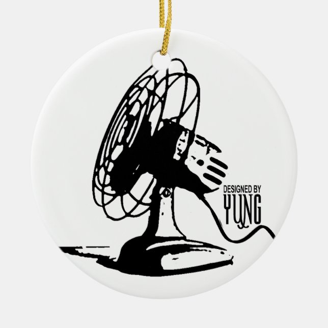 Table Fan Ceramic Tree Decoration (Front)