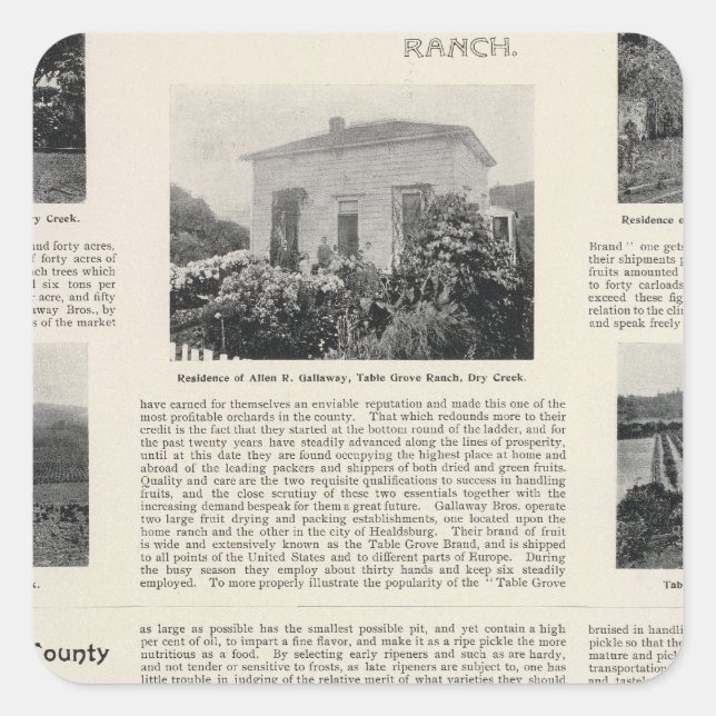 Table Grove Ranch, California Square Sticker (Front)