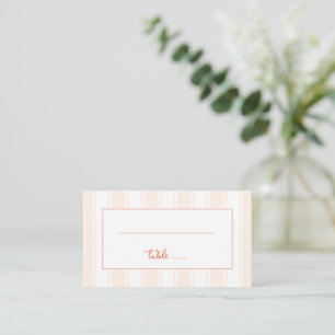 "TABLE" Minimalist Coral Striped Place Card