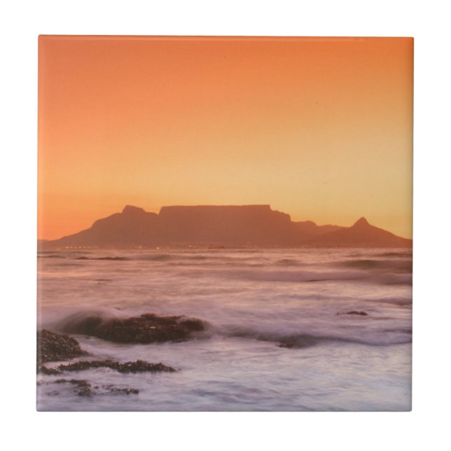 Table Mountain At Sunset, Bloubergstrand Tile (Front)