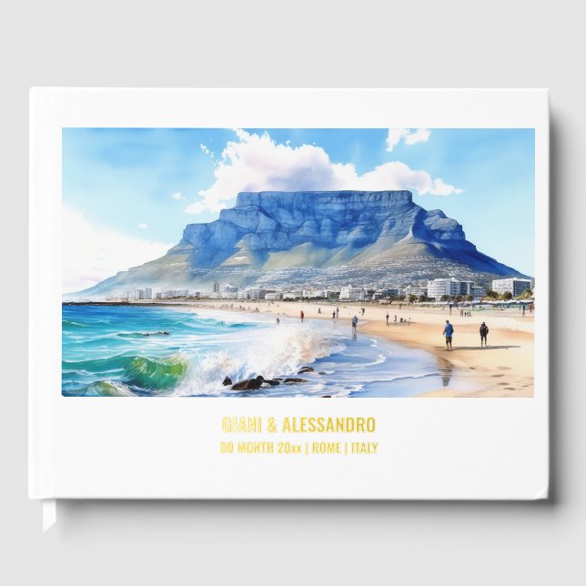 Table mountain watercolor cape town South Africa  Guest Book (Front)