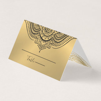 Table No. Place Card Ornate Gold Mandala