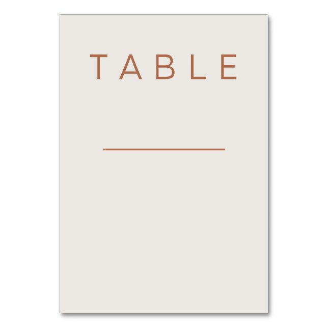 Table number  (Front)