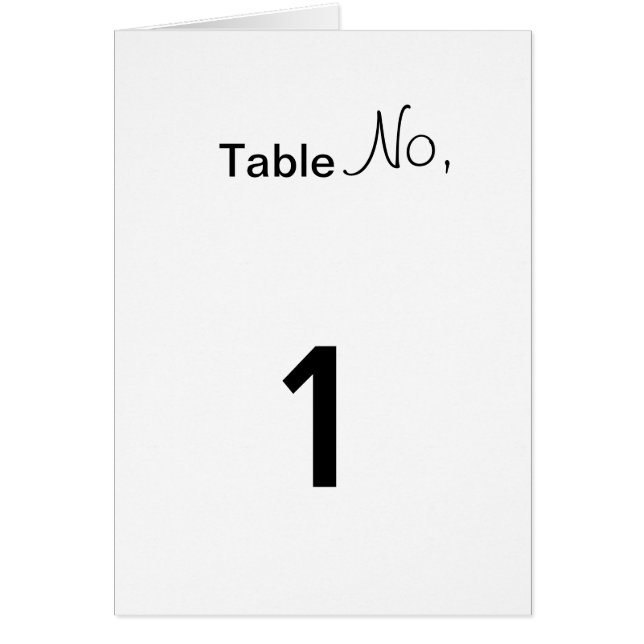Table Number (Front)