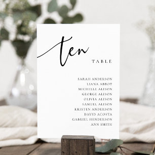 Table Number 10 Ten Seating Chart Card