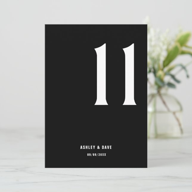 Table Number 11 Bold Black Wedding Table Number (Standing Front)