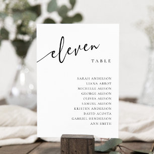 Table Number 11 Eleven Seating Chart Card