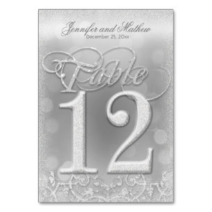 Table Number 12 Elegant Silver Faux Glitter