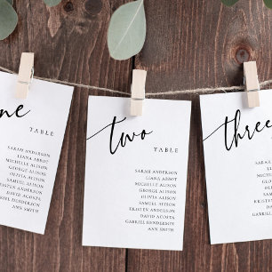 Table Number 1 One Seating Chart Card