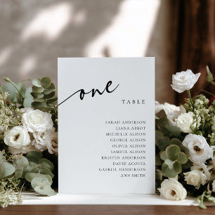 Table Number 1 One Seating Chart Card