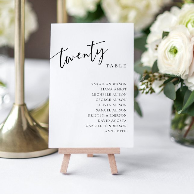 Table Number 20 Twenty Wedding Seating Chart Card (Creator Uploaded)