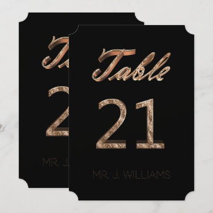 Table Number 21 Black Gold Elegant Escort Card