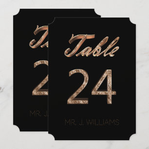 Table Number 24 Black Gold Elegant Escort Card