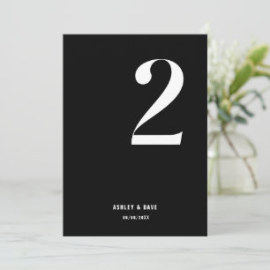 Table Number 2 Bold Black Wedding Table Number