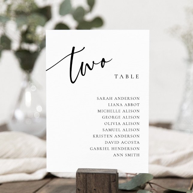Table Number 2 Two Seating Chart Card (Creator Uploaded)
