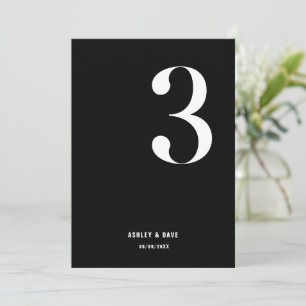 Table Number 3 Bold Black Wedding Table Number