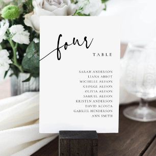 Table Number 4 Four Seating Chart Card