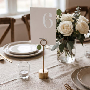 Table Number 6 Bold Beige Wedding Table Number