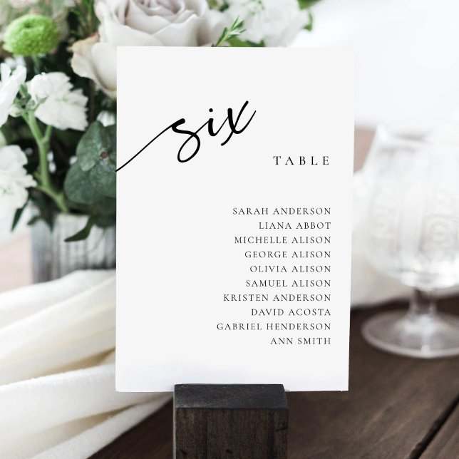 Table Number 6 Six Seating Chart Card (Creator Uploaded)