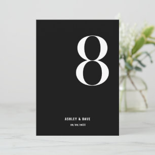 Table Number 8 Bold Black Wedding Table Number