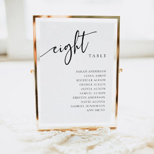 Table Number 8 Eight Seating Chart Card
