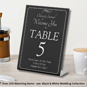 Table Number, Acrylic Pedestal Sign Black White