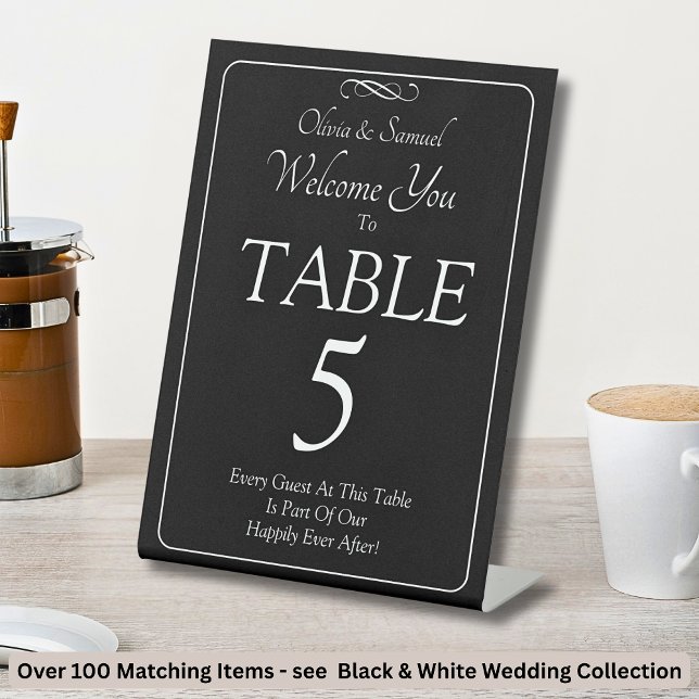 Table Number, Acrylic Pedestal Sign Black White (Creator Uploaded)