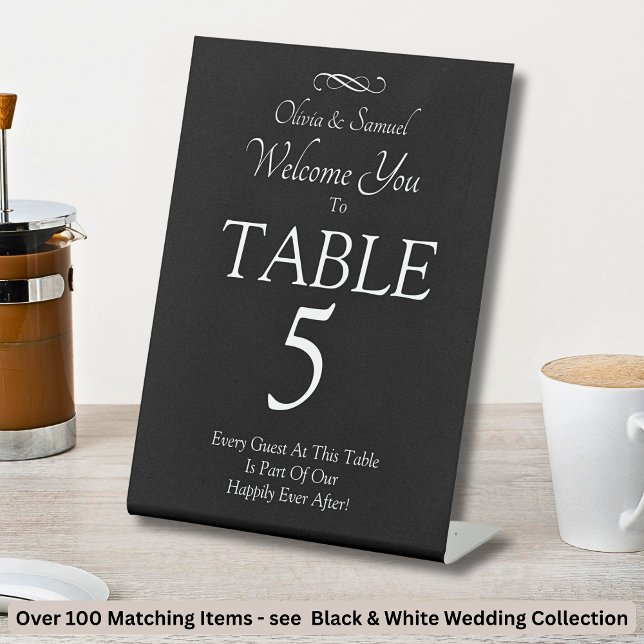 Table Number, Acrylic Pedestal Sign Black White (Creator Uploaded)