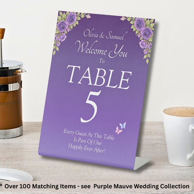 Table Number, Acrylic Pedestal Sign Purple Mauve  (Creator Uploaded)