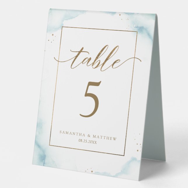 Table Number AND Menu Dusty Blue Double sided (Front)