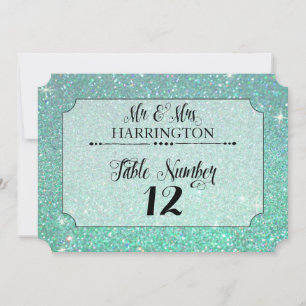 Table Number Aqua Glitter Mr. & Mrs. Modern Fab