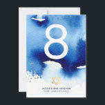 TABLE NUMBER Bar Mitzvah gold star blue watercolor<br><div class="desc">NOTE - THE SHINY GOLD FOIL EFFECT IS A PRINTED PICTURE Use these trendy little TABLE NUMBERS as part of your EVENT. You will have to physically change the table numbers yourself on each card and add each one to cart :) Setup as a template it is simple for you...</div>