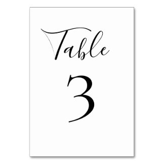 Table Number Black and White
