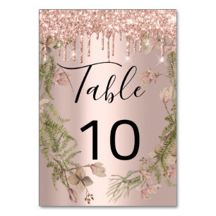 Table Number Black Drips Spark Rose Florals