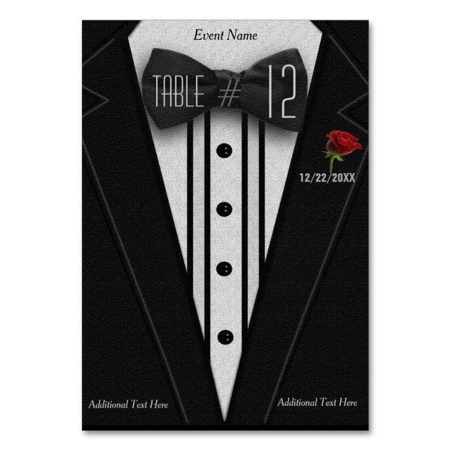 Table Number | Black Tuxedo and Red Rose (Front)