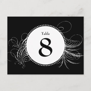 Table Number Black & White Feathered Postcard