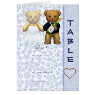 Table number Blank Blue Teddy bear wedding peom