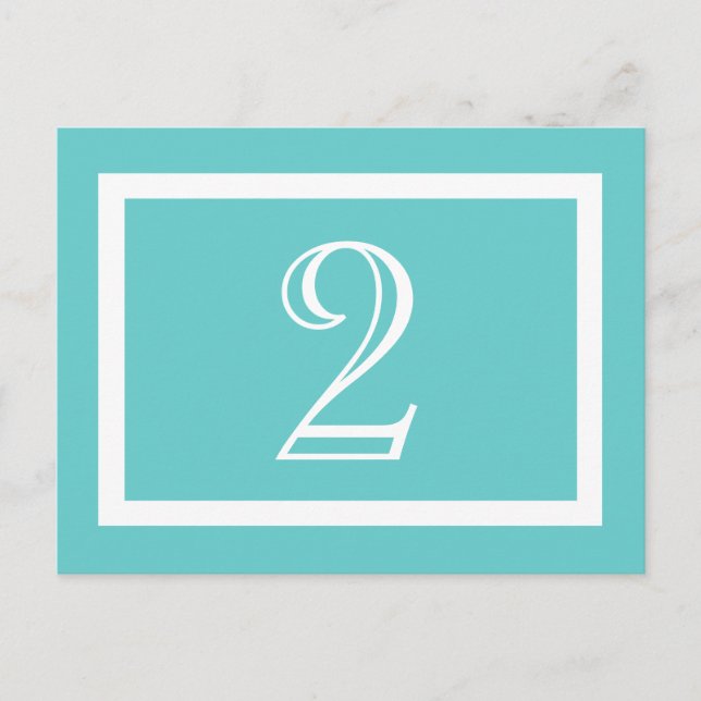 Table Number Card - Aqua - Customisable (Front)