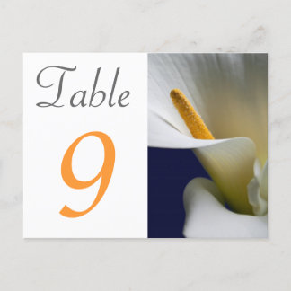 Table Number Card Calla Lily