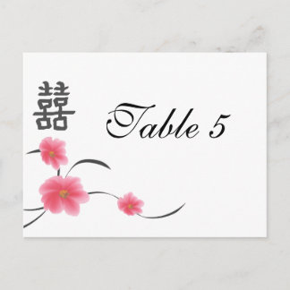 Table Number Card Cherry Blossom Double Happiness