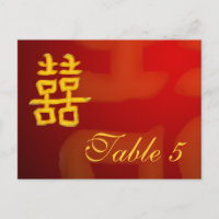 Table Number Card Chinese Double Happiness