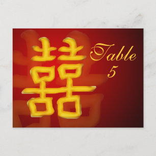Table Number Card Chinese Double Happiness