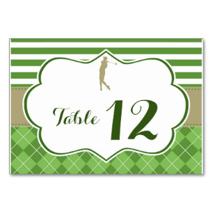 Table number card golf green gold
