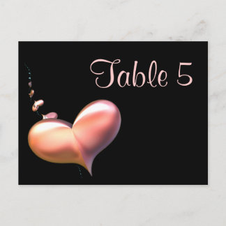Table Number Card Heart Strings