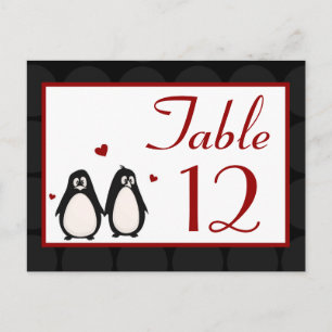 Table Number Card Penguin Love Couple Mate for Lif