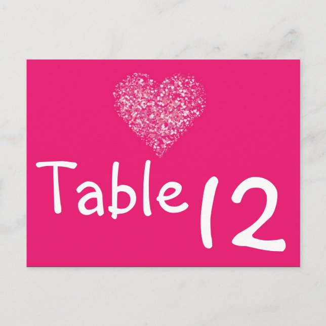 Table Number Card Pink Floral Petals Flower Rose (Front)
